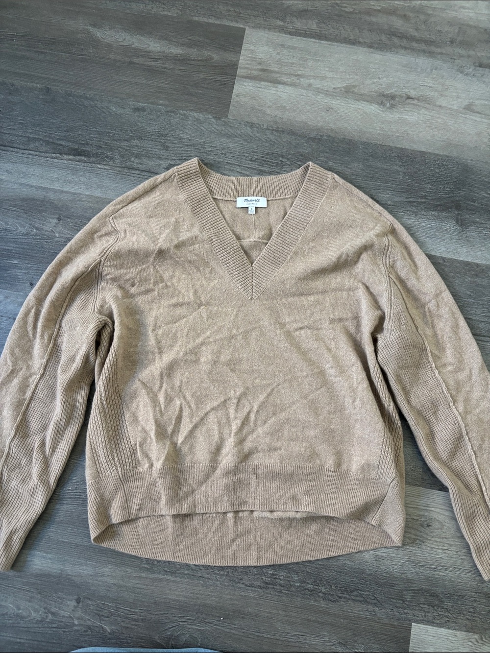 Madewell Taupe V-Neck Lightweight Sweater